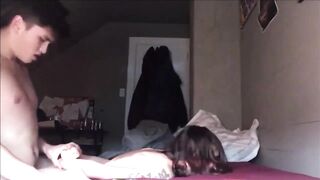 Guy fucking her snatch hard from behind