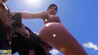 Diablo Inseminates Big Tit Women on The Beach| Gang Bang Monsters |