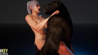 Girl with Pretty Body Screwed by a Furry Monster |