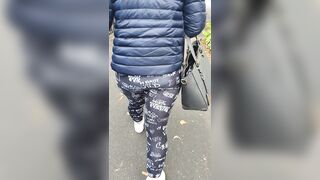 Step Cougar Pulled out Pants on Outdoor Street Fucking Step Son behind