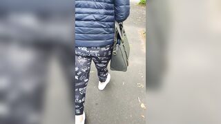 Step Cougar Pulled out Pants on Outdoor Street Fucking Step Son behind