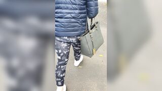 Step Cougar Pulled out Pants on Outdoor Street Fucking Step Son behind