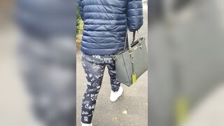 Step Cougar Pulled out Pants on Outdoor Street Fucking Step Son behind