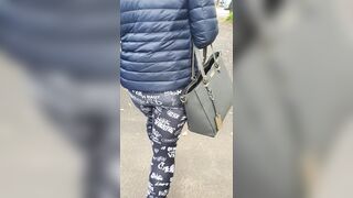 Step Cougar Pulled out Pants on Outdoor Street Fucking Step Son behind