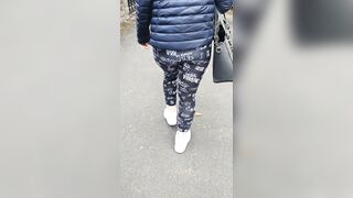 Step Cougar Pulled out Pants on Outdoor Street Fucking Step Son behind