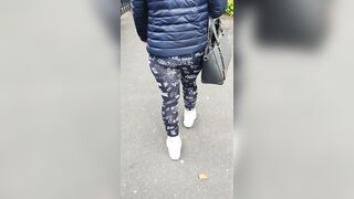 Step Cougar Pulled out Pants on Outdoor Street Fucking Step Son behind