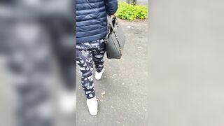 Step Cougar Pulled out Pants on Outdoor Street Fucking Step Son behind