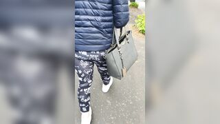 Step Cougar Pulled out Pants on Outdoor Street Fucking Step Son behind