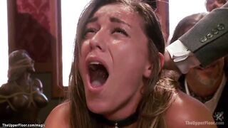 Slaves whipped and anal fuck at party