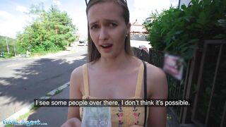 Outside Agent Stacy Cruz Flashes Her Pretty Boobs for Money