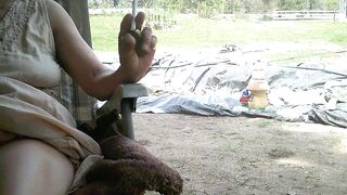 Old Wifey Masterbates Soak Vagina Outside....To Monster Orgasm...