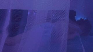 See this Babe chick through a Sheer Curtain as she Warms up