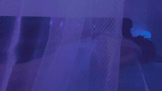 See this Babe chick through a Sheer Curtain as she Warms up