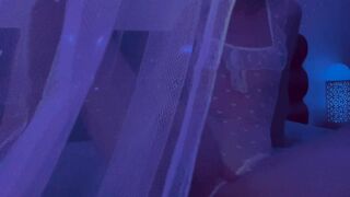 See this Babe chick through a Sheer Curtain as she Warms up