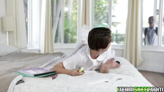 Stud slamming Hottie Natalie Porkmans sweet teenie muffin from below