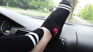 Stretching my Legs and Foot inside African Socks into Outdoors on the
