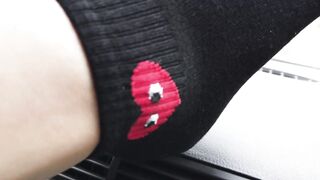 Stretching my Legs and Foot inside African Socks into Outdoors on the