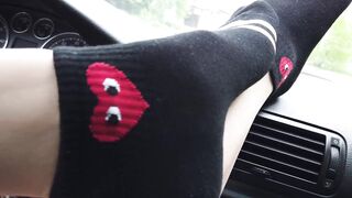 Stretching my Legs and Foot inside African Socks into Outdoors on the