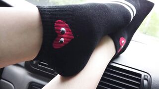 Stretching my Legs and Foot inside African Socks into Outdoors on the