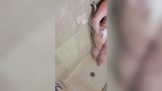 Off Camera Solo cougar Morning Shower Sex Tape Washing with Lots of Bubbles