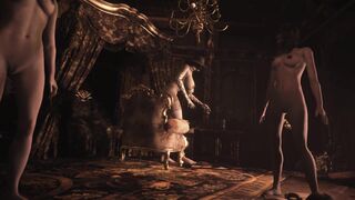 Resident Evil 8 Naked Lady Dimitrescu White Lace Panties & Nude Vampire