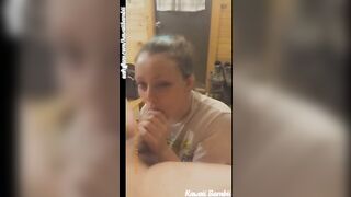 Huge Titty Egirl Sucking Off Dick and Licking Cum