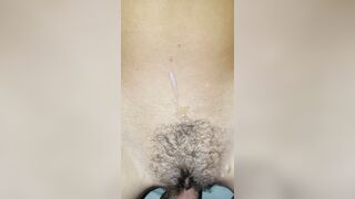 Close up Snatch Boned and Cum Shot on Nicely Trimmed Bushy Vagina