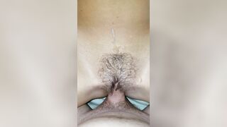 Close up Snatch Boned and Cum Shot on Nicely Trimmed Bushy Vagina