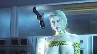 Blonde Jill Yellow Sex Tape Bounded with Huge Jiggly Melons - Resident Evil: