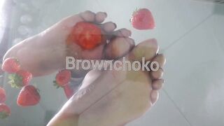 Bare Feet Food Crush Strawberry Crush under Glass point of view