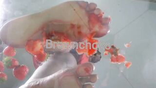 Bare Feet Food Crush Strawberry Crush under Glass point of view