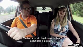 Big Boobed brit publicly sucks driving instructor