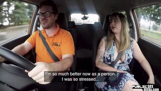 Big Boobed brit publicly sucks driving instructor