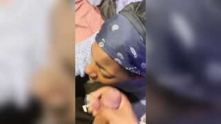 Thot Sneaks inside my Room for a Facial while her bf Upstairs