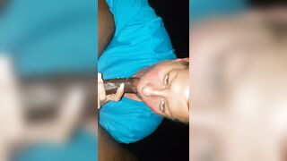 Blowing big black cock public of Hotel