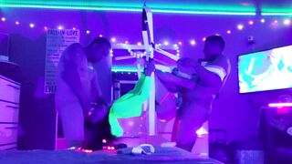 Rave Hoe Gets two Dicks using Sex Swing