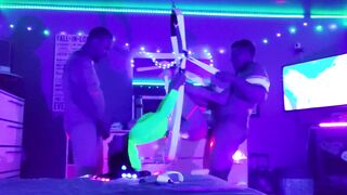 Rave Hoe Gets two Dicks using Sex Swing