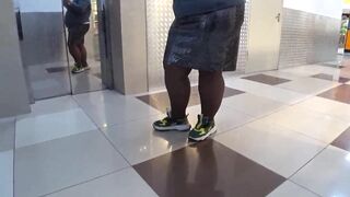Voyeur spies on old BBW at a outdoor mall Fat