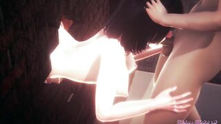 Naruto Anime 3D - Three-Way Hinata blowjoib and Gets Pounded