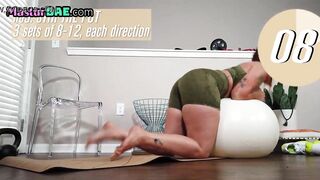 Red Haired yoga pawg works up sweat and sex toys snatch