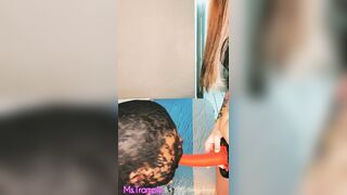 New Sub Blows Strap-On before first Pegging by Fem Dom Girlfriend at Motel