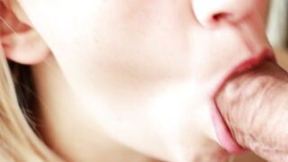 Oral Sex Close Up. Blonde Beautifully Blows Penis