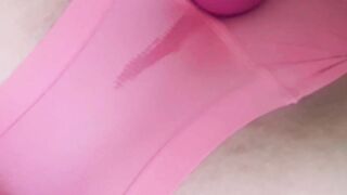 Great Squirting Orgasms Soaking Teenagers Pink Underwear while Vibrating Clitoris!