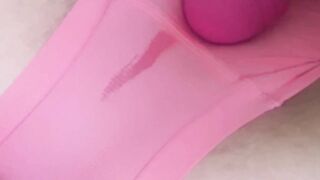 Great Squirting Orgasms Soaking Teenagers Pink Underwear while Vibrating Clitoris!