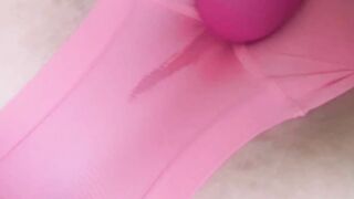 Great Squirting Orgasms Soaking Teenagers Pink Underwear while Vibrating Clitoris!