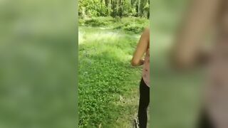 Mixed Race beauty Takes RISKY OUTSIDE Walk into the Woods!
