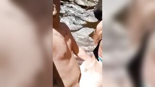 Cutie cougar taking Huge Puerto Rican Penis under Waterfall