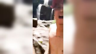 Cutie cougar taking Huge Puerto Rican Penis under Waterfall