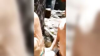 Cutie cougar taking Huge Puerto Rican Penis under Waterfall