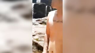 Cutie cougar taking Huge Puerto Rican Penis under Waterfall